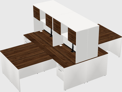 Quad l-shaped office desks