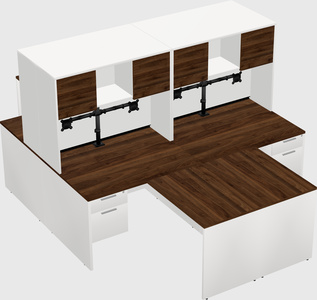 Quad l-shaped office desks