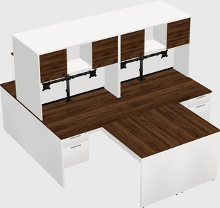 Quad l-shaped office desks