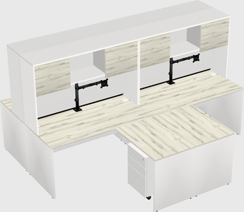 Quad l-shaped office desks