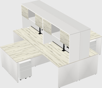 Quad l-shaped office desks