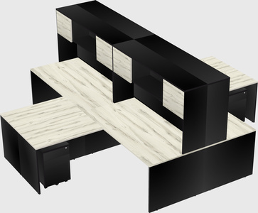 Quad l-shaped office desks