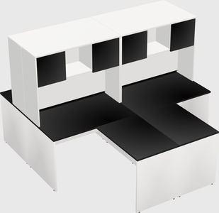 Quad l-shaped office desks
