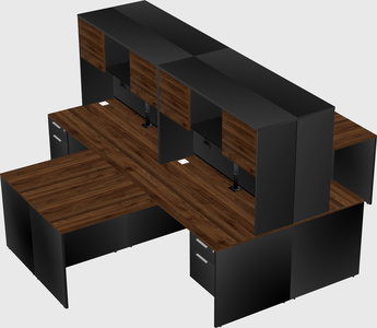 Quad l-shaped office desks