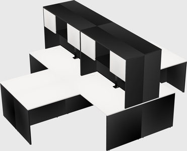Quad l-shaped office desks