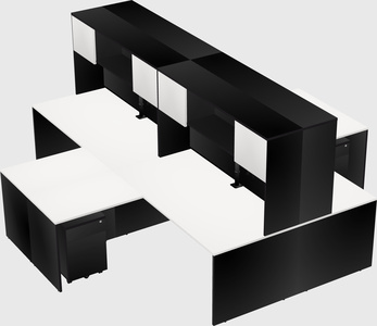 Quad l-shaped office desks