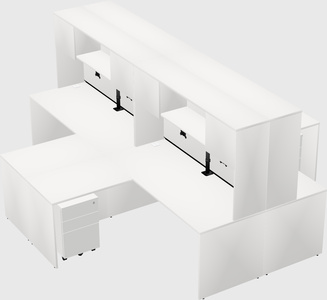 Quad l-shaped office desks