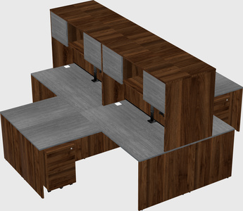 Quad l-shaped office desks