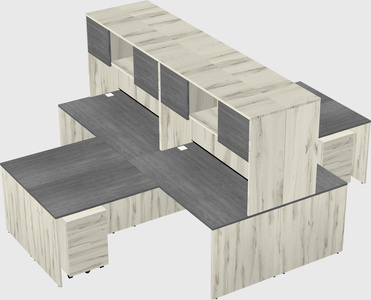 Quad l-shaped office desks