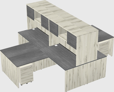 Quad l-shaped office desks