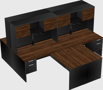 Quad l-shaped office desks