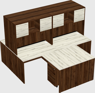 Quad l-shaped office desks
