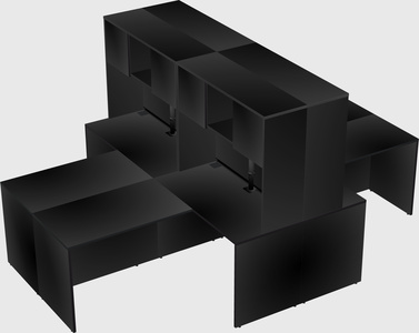Quad l-shaped office desks
