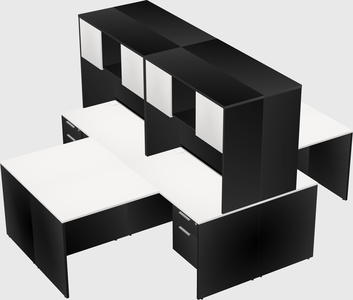 Quad l-shaped office desks