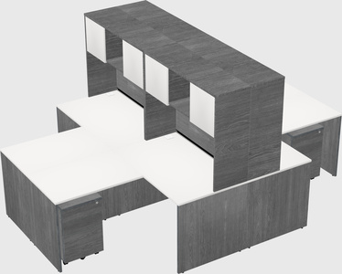 Quad l-shaped office desks