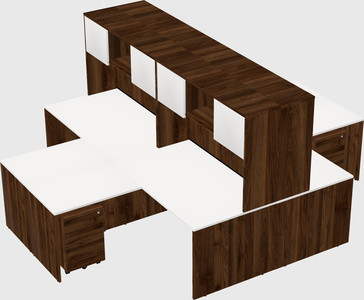 Quad l-shaped office desks