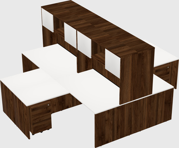 Quad l-shaped office desks