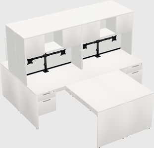 Quad l-shaped office desks