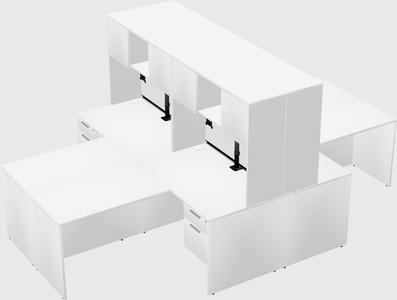 Quad l-shaped office desks