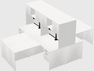 Quad l-shaped office desks
