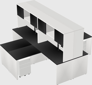 Quad l-shaped office desks