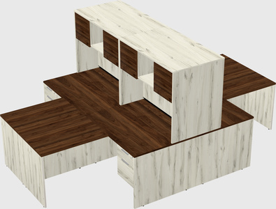 Quad l-shaped office desks