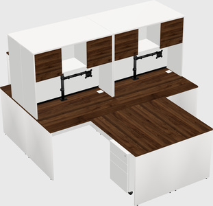 Quad l-shaped office desks
