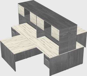 Quad l-shaped office desks