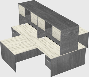 Quad l-shaped office desks