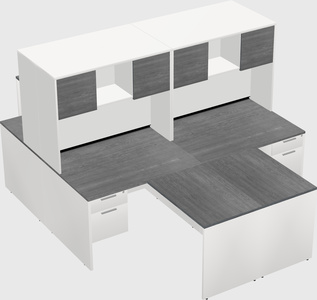Quad l-shaped office desks