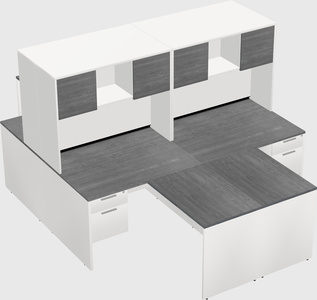 Quad l-shaped office desks