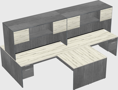 Quad l-shaped office desks