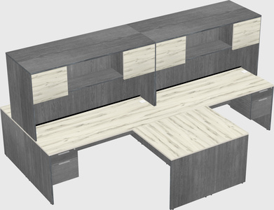 Quad l-shaped office desks