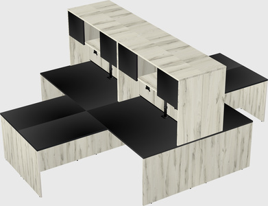 Quad l-shaped office desks