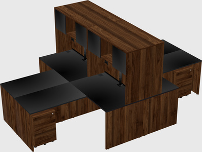 Quad l-shaped office desks