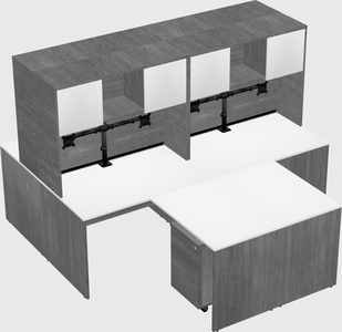 Quad l-shaped office desks