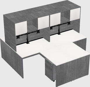 Quad l-shaped office desks