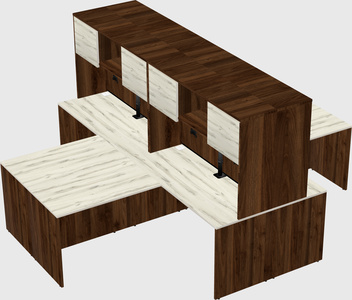 Quad l-shaped office desks
