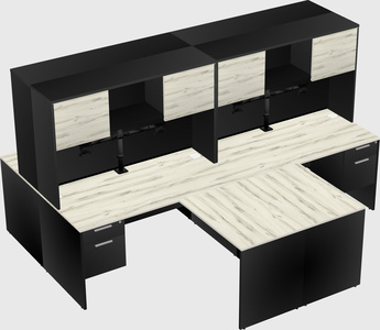 Quad l-shaped office desks