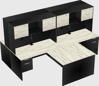 Quad l-shaped office desks