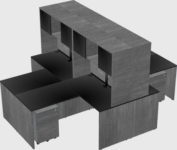 Quad l-shaped office desks
