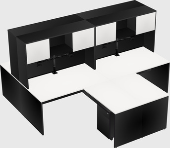 Quad l-shaped office desks
