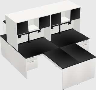 Quad l-shaped office desks