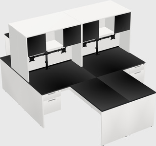 Quad l-shaped office desks