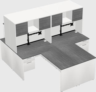 Quad l-shaped office desks