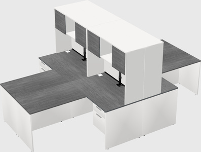 Quad l-shaped office desks