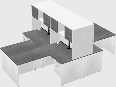 Quad l-shaped office desks
