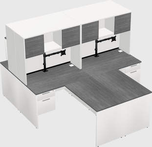 Quad l-shaped office desks