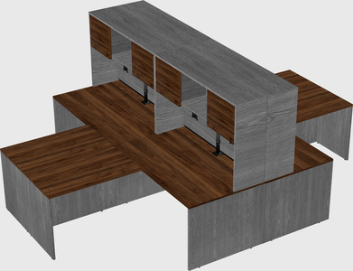 Quad l-shaped office desks