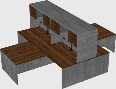Quad l-shaped office desks